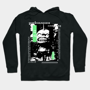 Green dwarf moustre with a horn in black and white | gothic | grunge | dark alternative clothing Hoodie